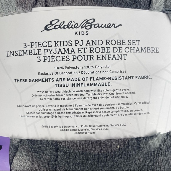 Eddie Bauer Kids 3 Piece PJ and Robe Set Size 4/5 NEW - Picture 8 of 8